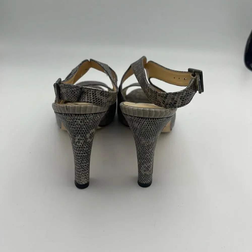 Kate Spade Women's Stormy Grey Lizard Print Strappy Heels Size 6M